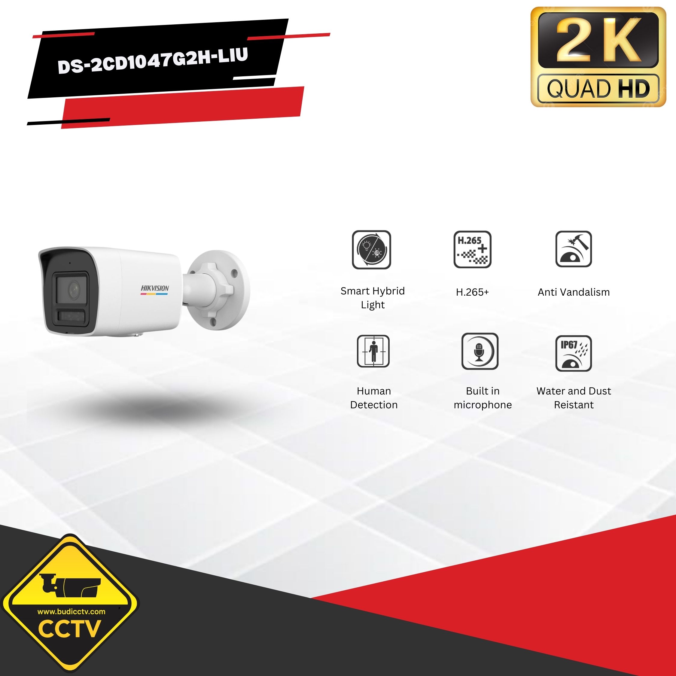 IP KAMERA HIKVISION OUTDOOR COLORVU + AUDIO 4MP DS-2CD1047G2H-LIU