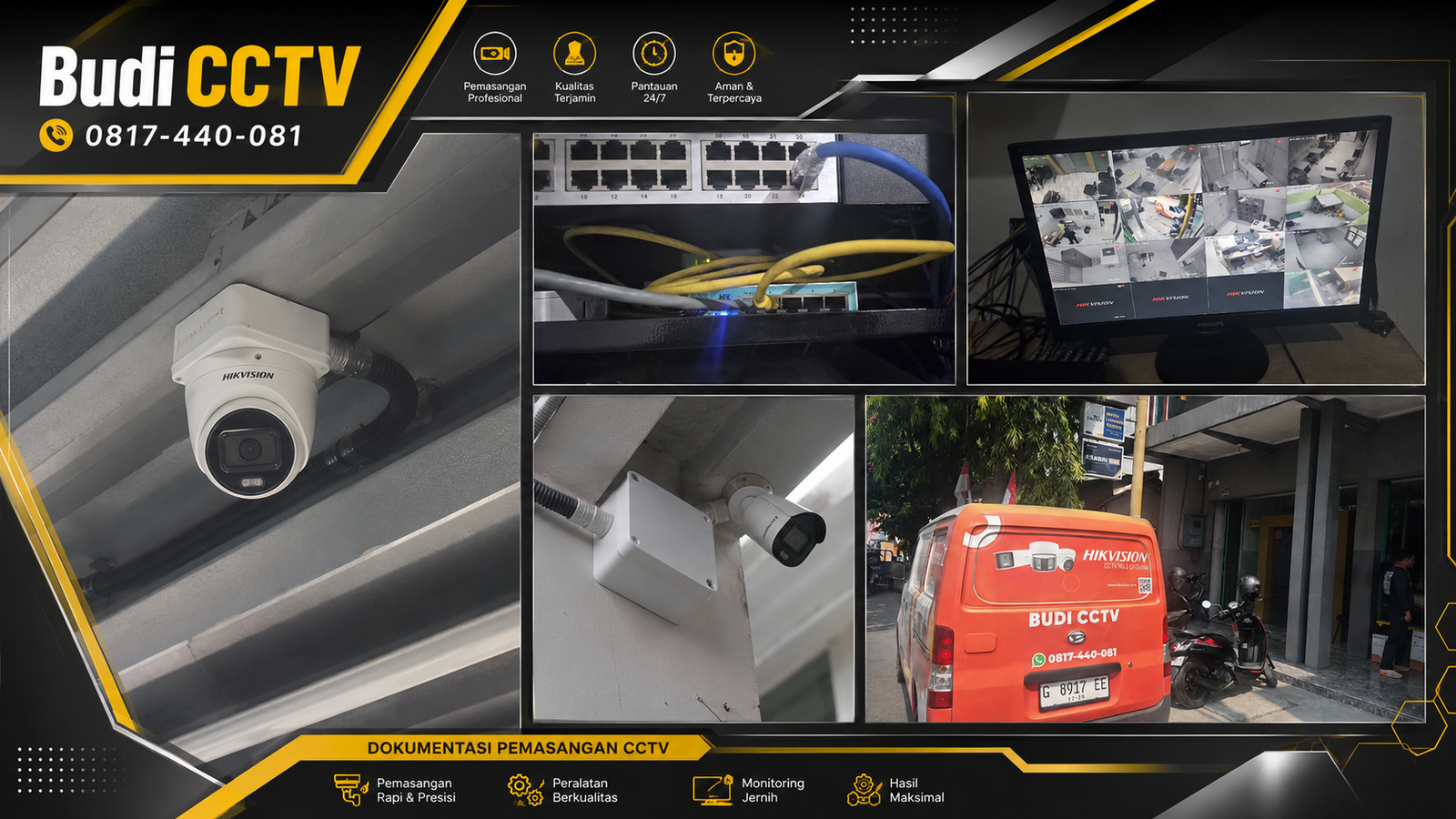 Instalasi CCTV Hikvision IP Camera Asli dan Bergaransi di Kantor Bank Tegal