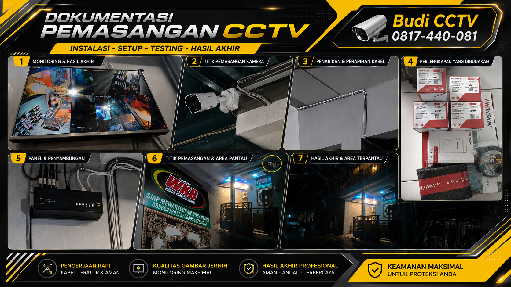 Instalasi CCTV Hikvision Smart Hybrid Light ColorVu 8 Channel 2MP di Warung Makan Wareg Kharisma Bahari Tegal